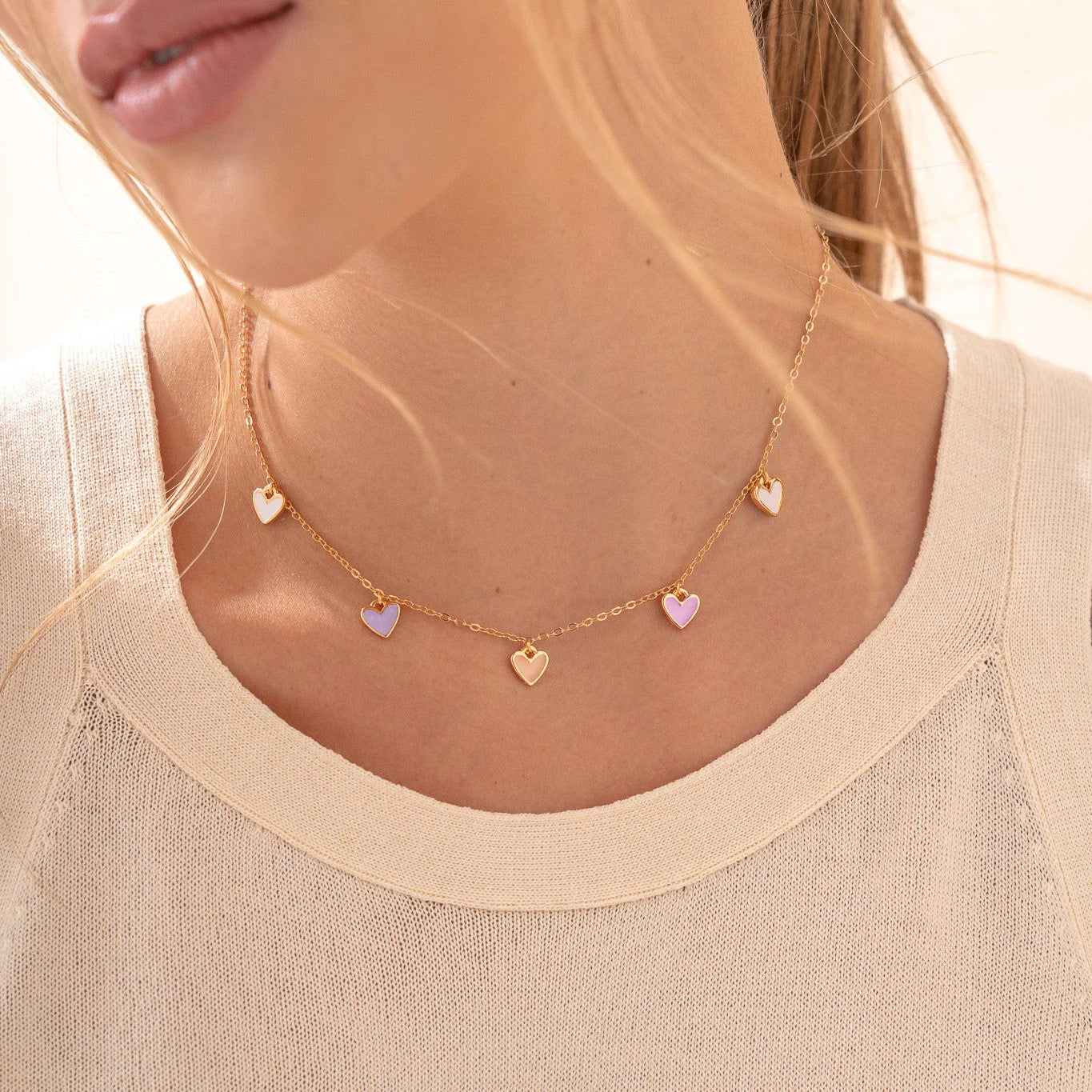 Cadena Multi Corazones + Aretes