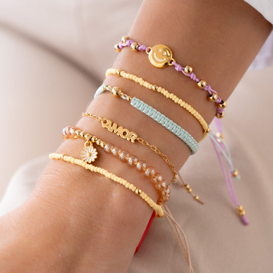 Set X6 Pulseras Carita Feliz + Aretes
