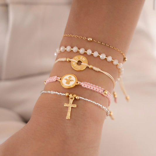 Set X5 Pulseras Dijes Religiosos + Aretes