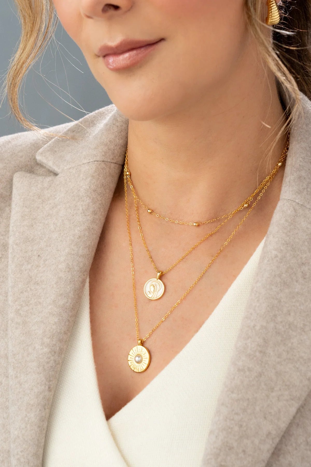 Set Collar Virgen y Perlas