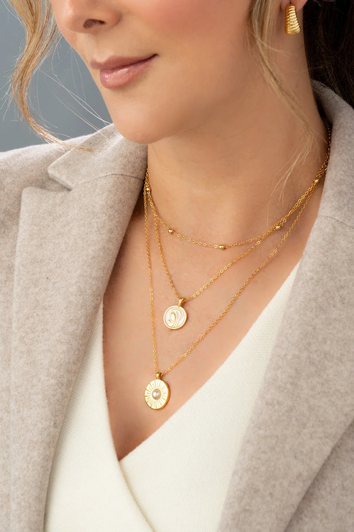 Set Collar Virgen y Perlas