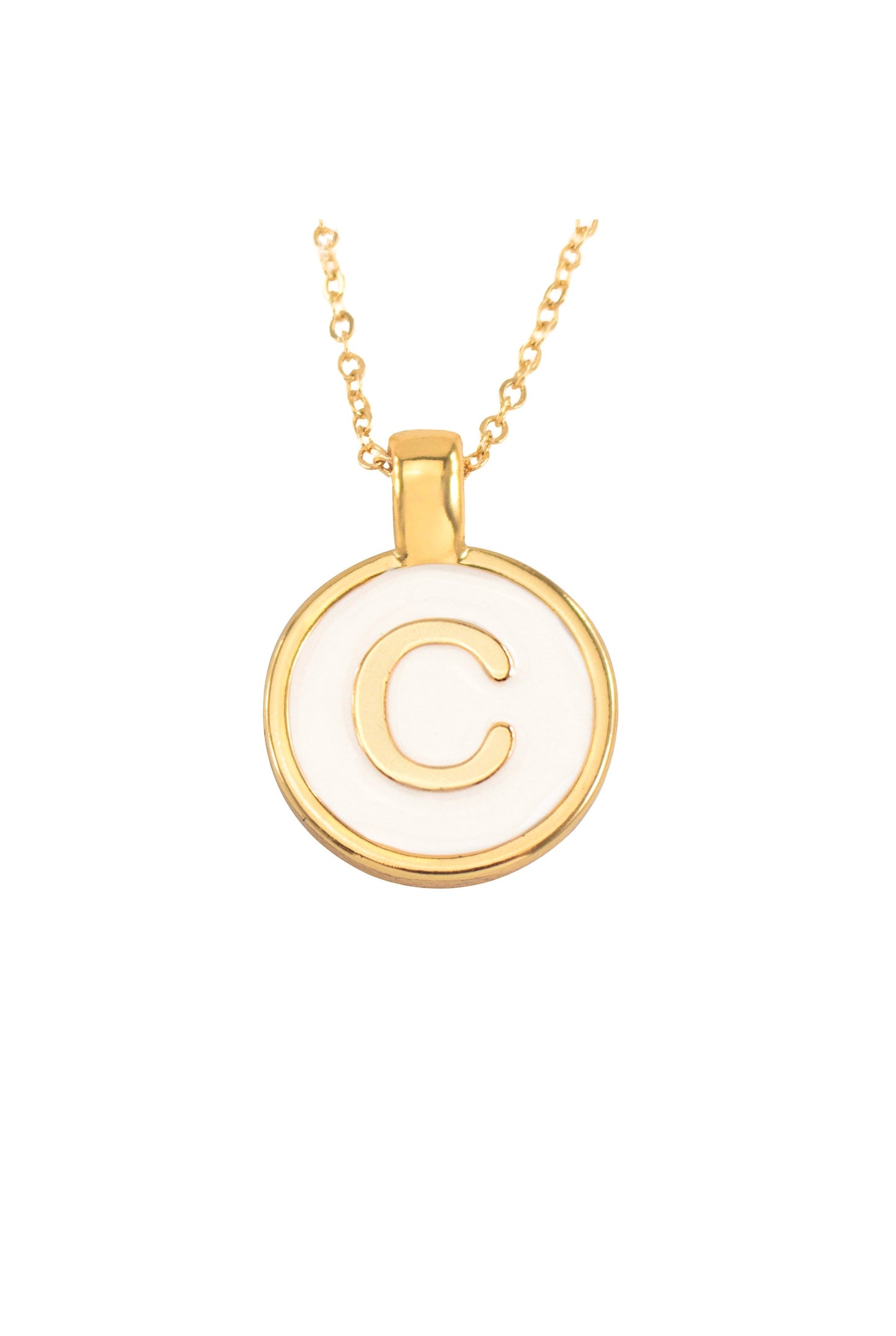 SET CADENA LETRA C HUESO + ARETES 18MM