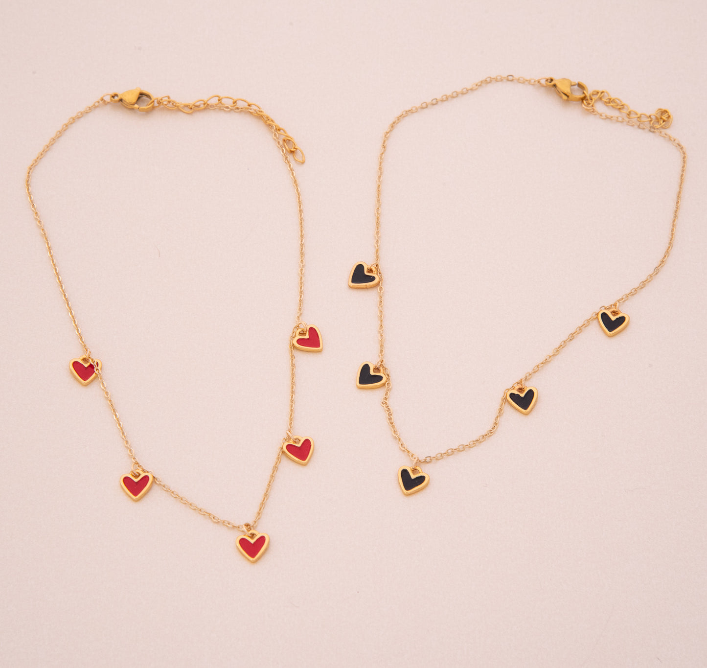 CADENA MULTI CORAZONES NEGROS