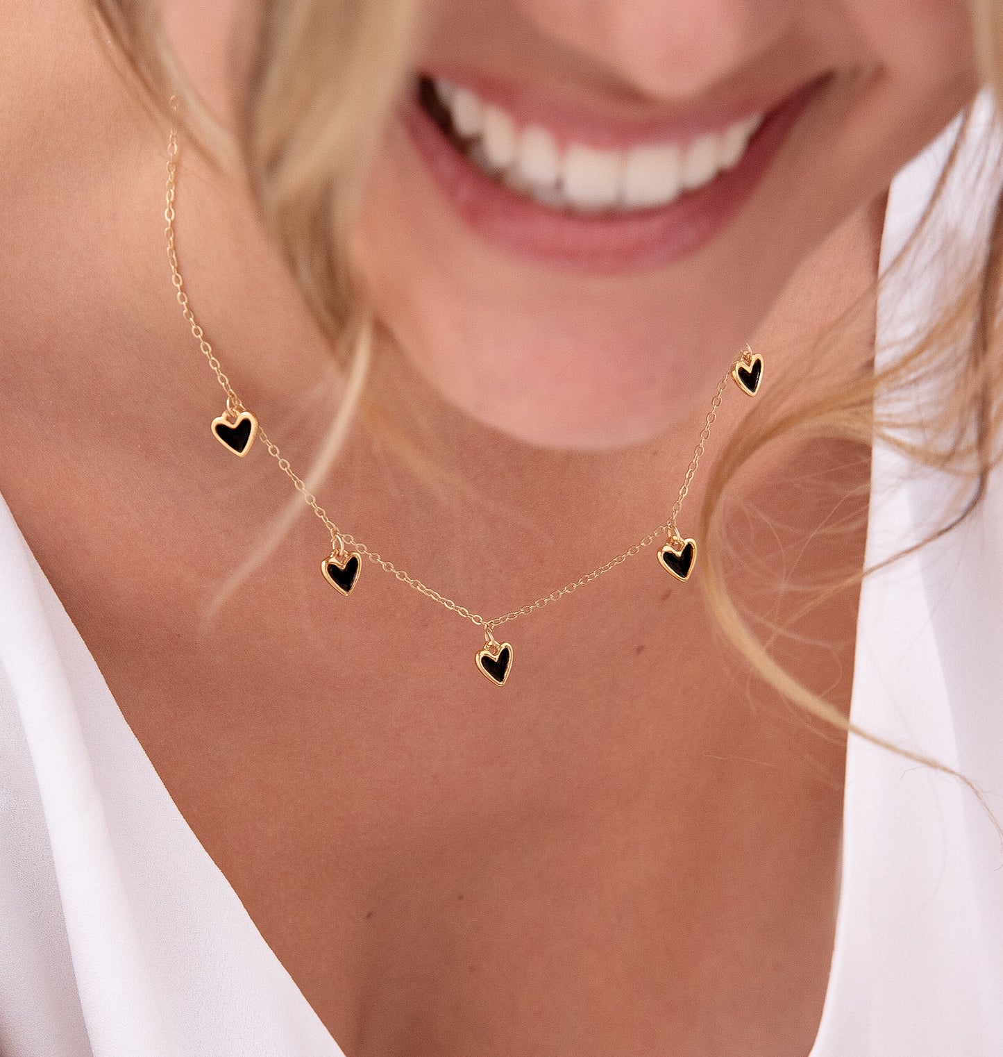 CADENA MULTI CORAZONES NEGROS