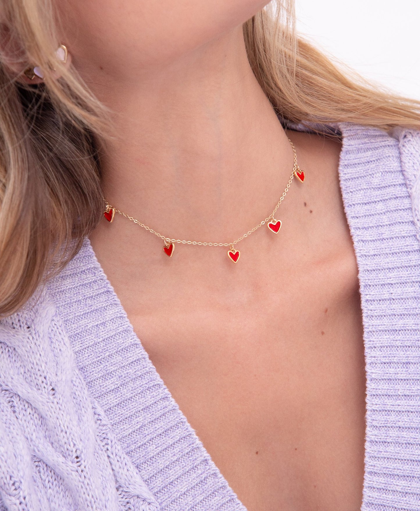 Cadena Multi Corazones Rojos