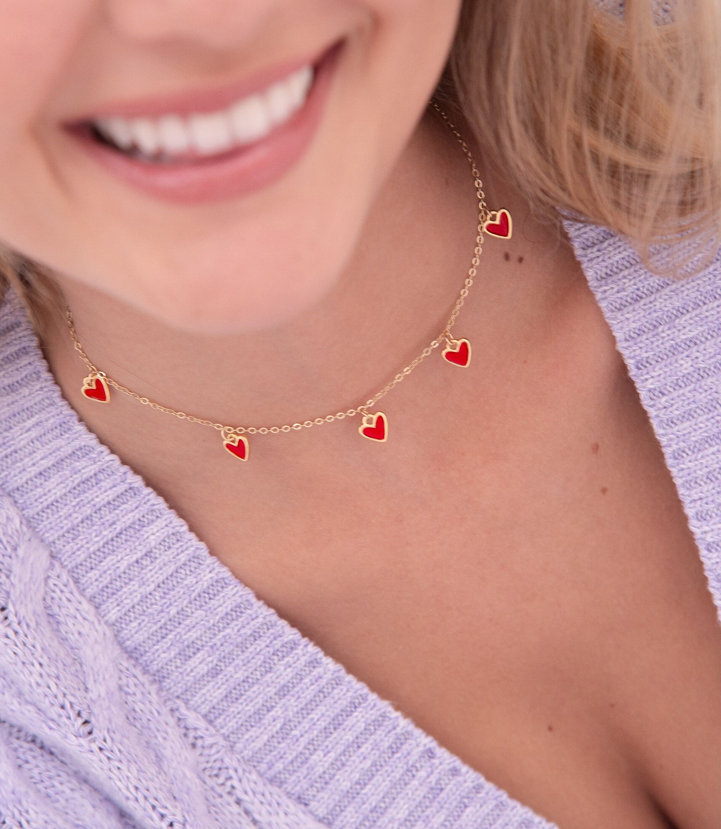 Cadena Multi Corazones Rojos